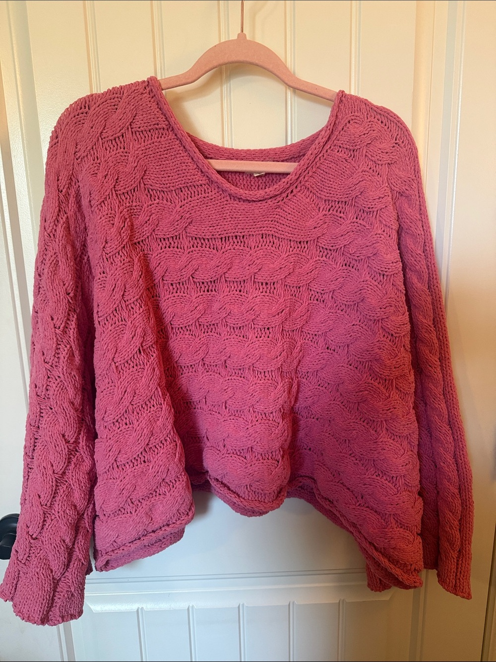 POL Women's Pink Cable Knit Sweater